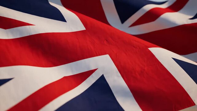 Closeup of a waving British flag