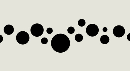 Black Circles of Various Sizes Arranged Horizontally.