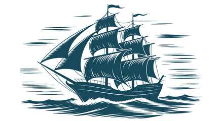 Sailing Ship Vintage Naval Sea Vessel Vector Illustration © Vectory Icons