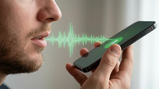 Smart AI technology for voice recognition and synthetic voice cloning in personal call detects deepfake and scam threats with advanced security features and audio signals preventing fraud