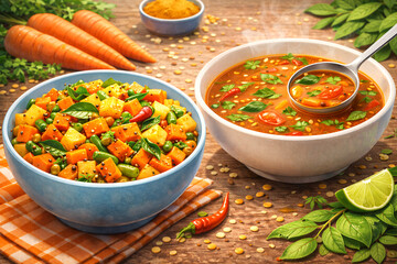 vegetable soup in a bowl on the table