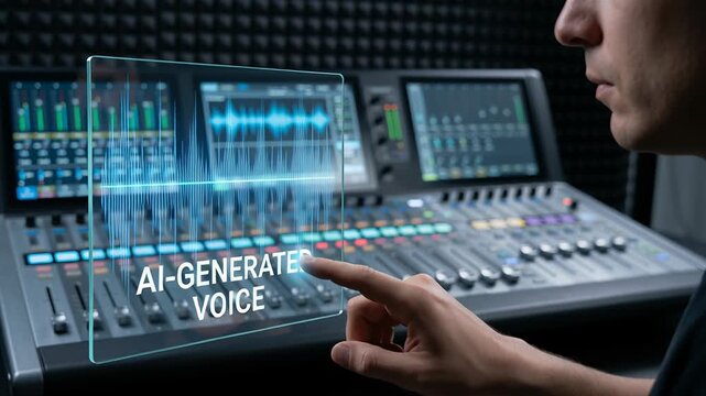 AI synthetic voice cloning technology with smart personal recognition prevents call scam and deepfake threats in audio production studio and digital communication fraud detection