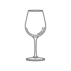 Empty Wine Glass Line Art Illustration.