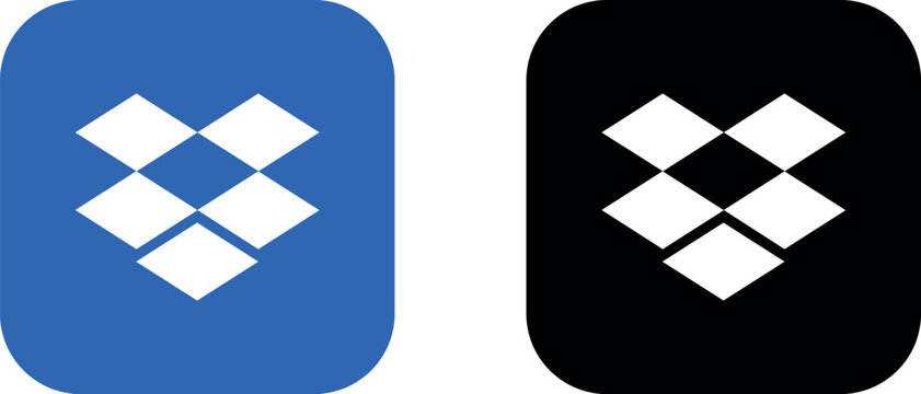 Dropbox Color and Black Square Logo Premium Vector Set for Branding and Apps