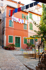 Obraz premium Street scene in old mediterranean town of Rovinj, Croatia.