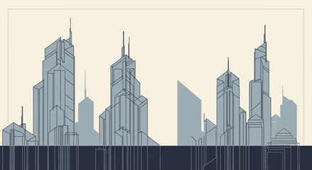 Obraz premium Modern cityscape with sleek skyscrapers and urban landscape viewed from a low angle