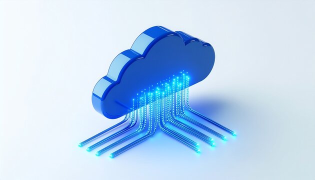 Modern cloud computing concept with glowing blue connections
