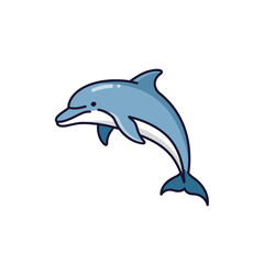 Obraz premium Cartoon Dolphin Jumping Simple Flat Style Icon