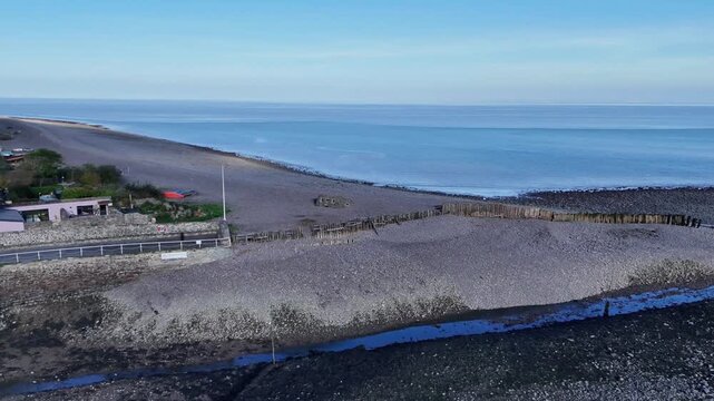 Aerial view over Porlock Weir from a drone 4K video