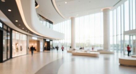 Obraz premium Stunning Interior View of a Modern Shopping Mall Featuring Luxurious Shops and Soft Ambient Lighting