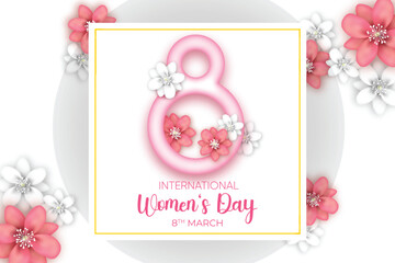 International Women's Day 8th March with Pink Flowers