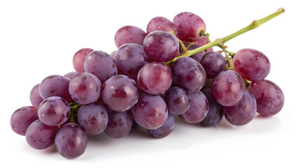 Fototapeta premium A cluster of fresh purple grapes against a white background
