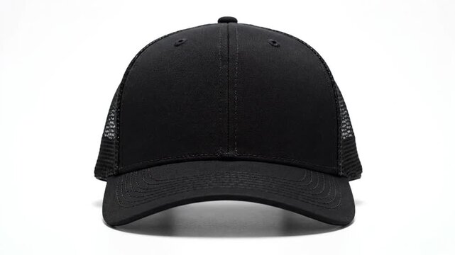 Black mesh cap on white.