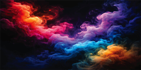 An abstract art texture blending a visualization of fire and fractal jellyfish into a bright nebula of red flame and dark blue smoke against a space sky © YEASMIN