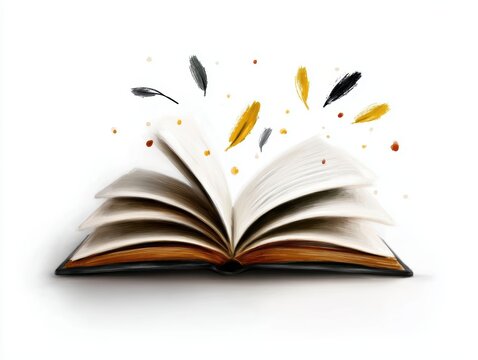 Open book with flying bookmark an open book displays pages with a bookmark dramatically emerging suggesting discovery