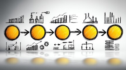 Business concept hand drawn icons illustrates a business concept using hand drawn icons simplifying complex ideas for visual understanding
