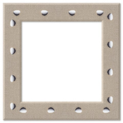 Beach sand frame with white pebbles and transparent background