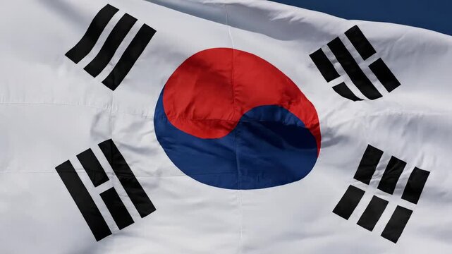 South Korean flag waving in the wind
