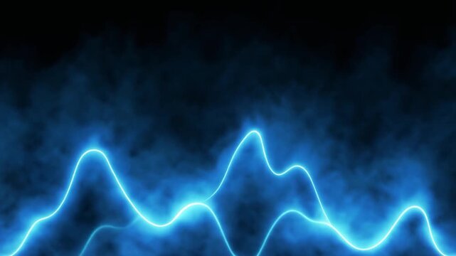 Blue glowing fog drifting upward wavy deformation luminous edges fading seamless futuristic cinematic surreal ethereal ambience cascading softly glowing abstract unique style loop