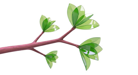 Obraz premium 3D Rendering of a Branch with Translucent Green Leaves