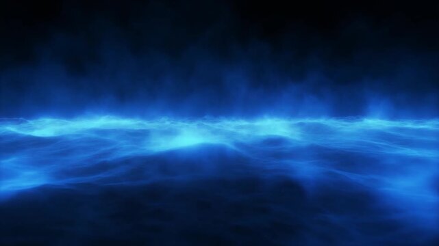 Blue glowing mist spreading slowly across frame smooth seamless futuristic cinematic surreal ethereal ambience cascading softly glowing abstract unique style ultra realistic loop