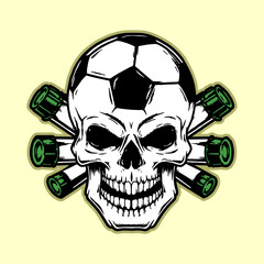 skull and crossbones with hand flare logo sticker vector design