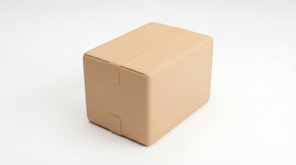 Obraz premium Single brown cardboard box on a white background close-up.