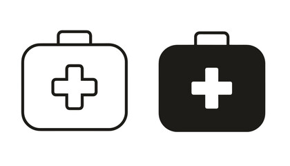 Fototapeta premium First Aid Kit Icon Vector for Medical and Emergency, healthcare icon, safety symbol, hospital icon, medical vector 