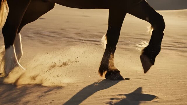 Horse running on sandy beach