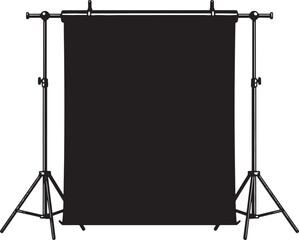 Black fabric backdrop stand with two tripod stands  photography equipment