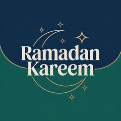 Obraz premium Elegant Ramadan Kareem greeting with crescent moon and stars