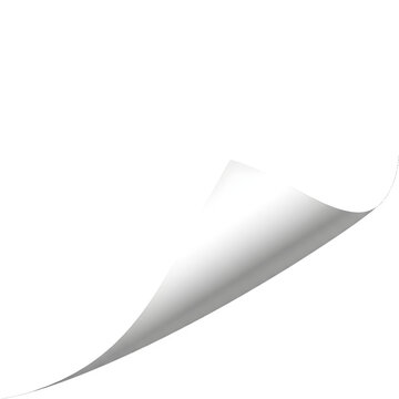 White paper curl, peeling page corner effect, isolated on white or transparent background, graphic element