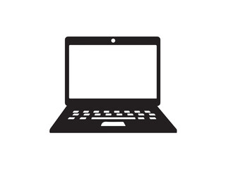 A sleek  laptop with a white screen on a plain background