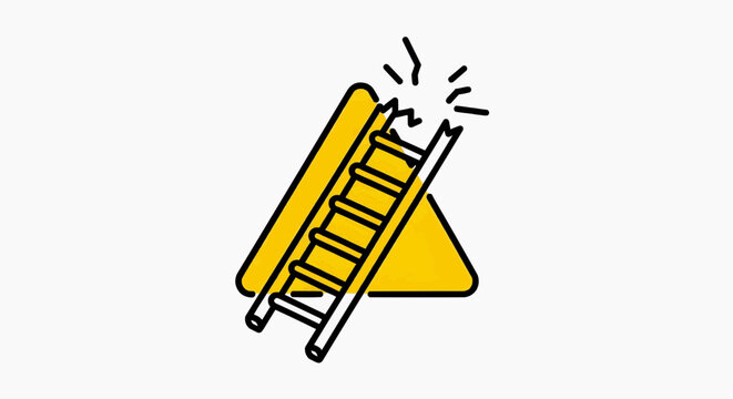 logo of a broken ladder leading upward with missing top steps symbolizing height danger