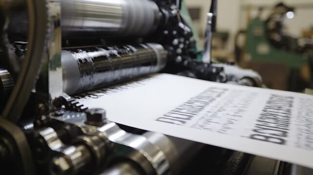 Printing press in operation