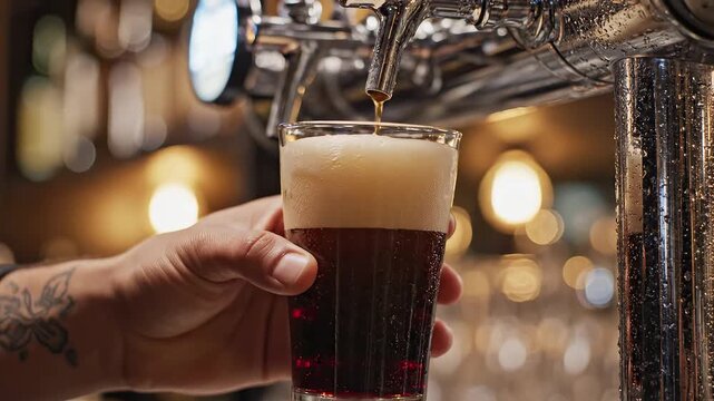 Beer being poured into glass
