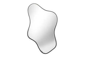 Irregular organic shape wavy mirror on transparent background