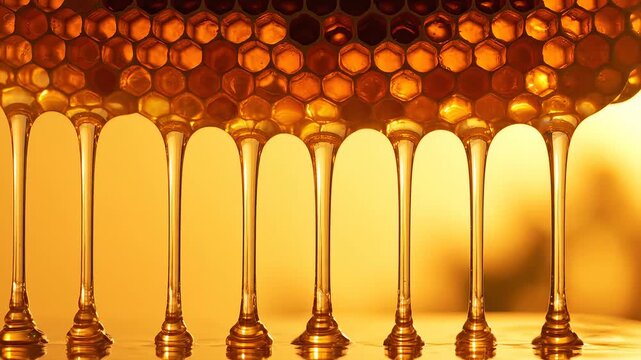 Honey dripping from honeycomb