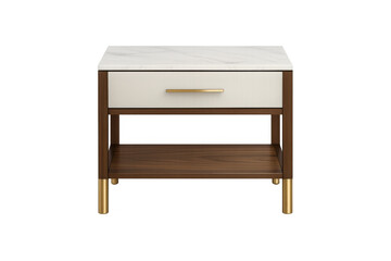 Modern nightstand with marble top and gold details