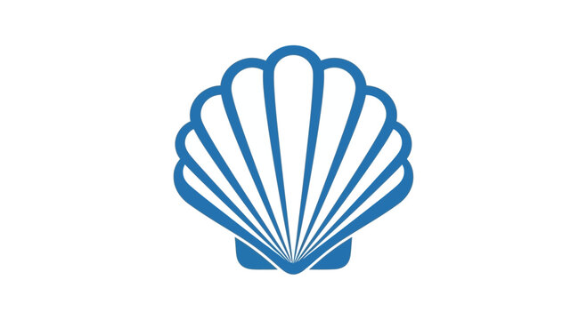 Blue Scallop Shell Vector Icon Marine Symbol Design
