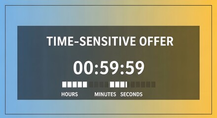 Digital countdown timer displaying a time-sensitive offer with blue and orange gradient background for marketing urgency