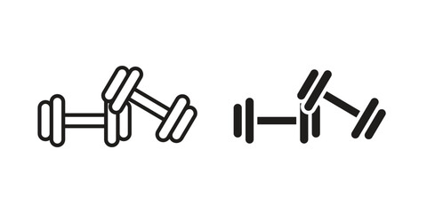 Dumbbell pair icon. simple thin line icon vector illustration pack on white