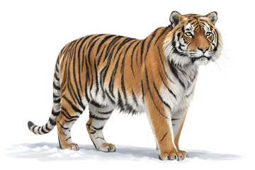 Obraz premium Realistic Tiger Isolated on White Background