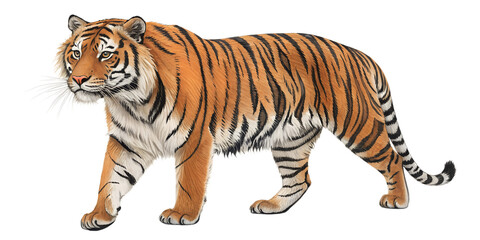 Obraz premium Realistic Tiger Isolated on White Background