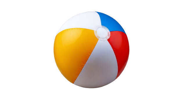 Classic beach ball isolated on transparent background for summer fun, Colorful inflatable be.png