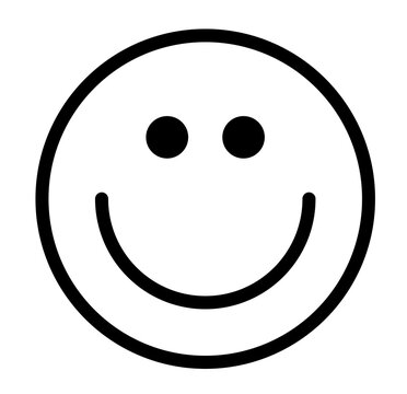 Simple Black Smile Face Icon isolated on transparent background 