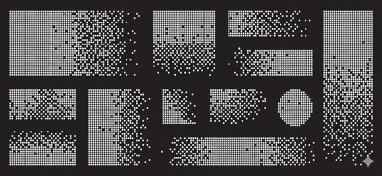 Digital Retro Aesthetics: Abstract Pixelated Halftone and Dithered Textures