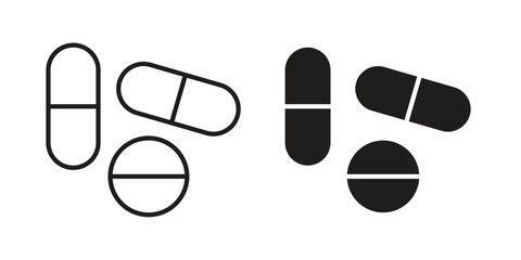 Medicine pills icon. simple thin line icon vector illustration pack on white