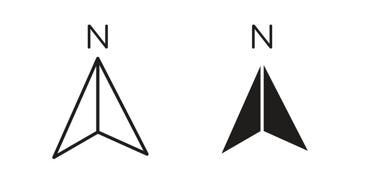 North icon. simple thin line icon vector illustration pack on white