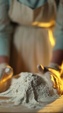 Female baker preparing dough for homemade pastry